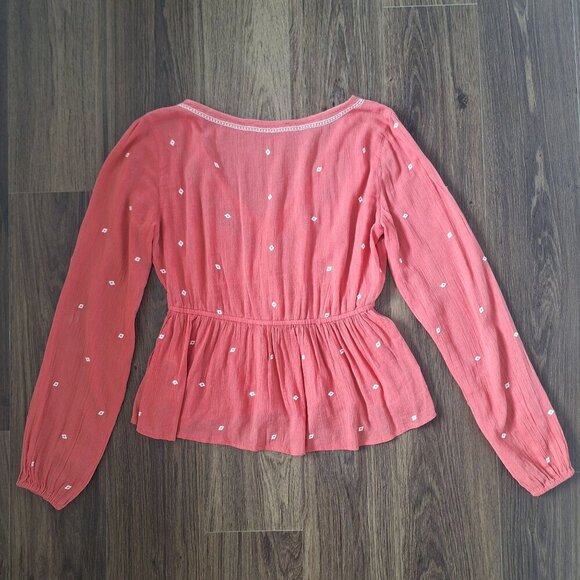 💙 Abercrombie & Fitch Boho Size S/M Lightweight Blouse Cotton Blend Cottage Cor - Picture 6 of 7